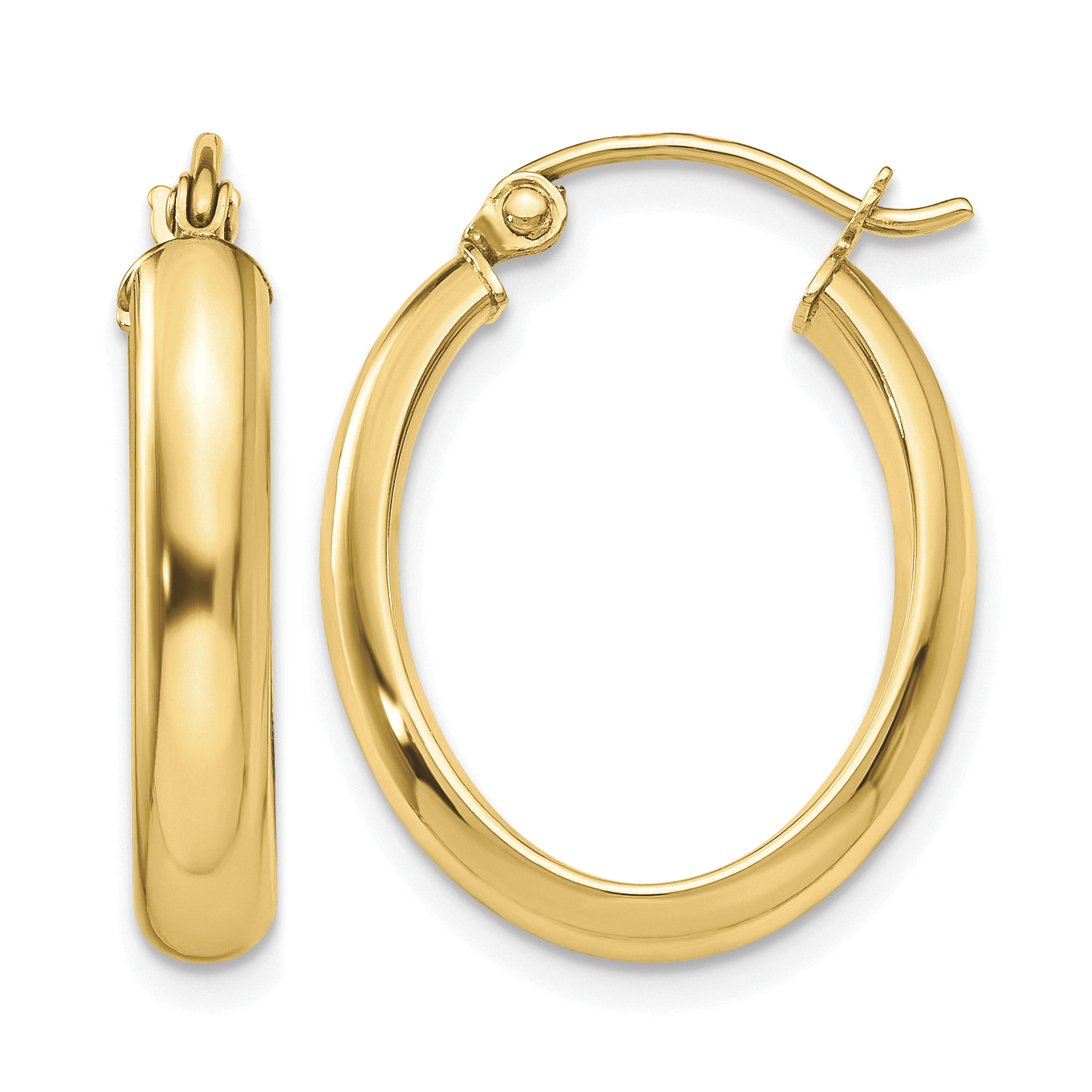 10k Polished 3.5mm Oval Hoop Earrings (10T985)