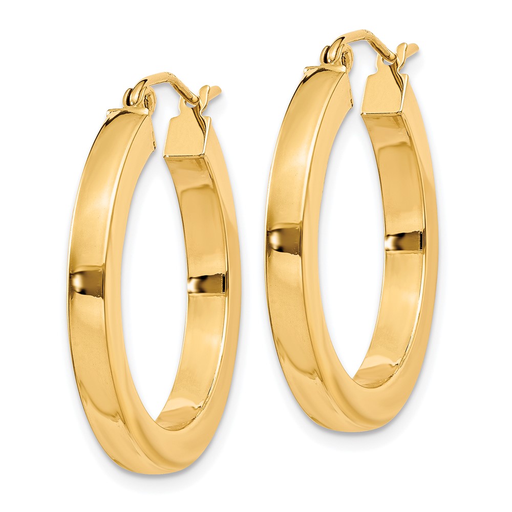 10k 3mm Polished Square Hoop Earrings (10T987)