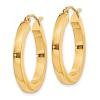 10K 3mm Yellow Gold Polished Square Hoop Earrings view 2
