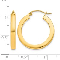 10K 3mm Yellow Gold Polished Square Hoop Earrings view 4