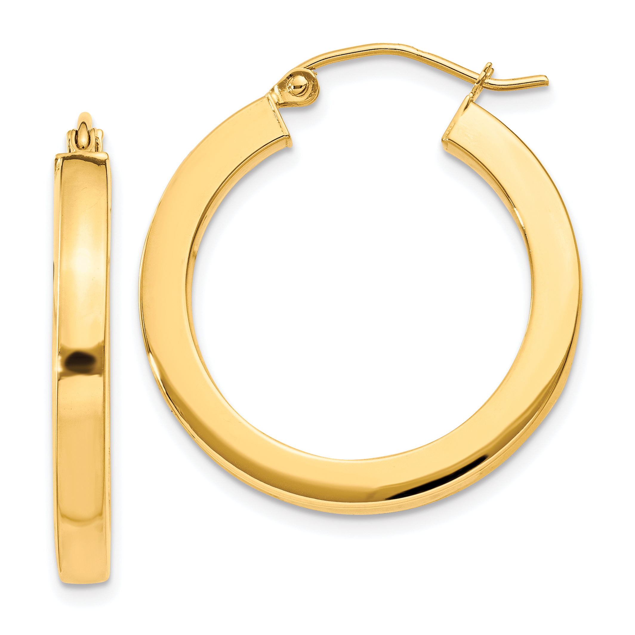 10k 3mm Polished Square Hoop Earrings (10T987)