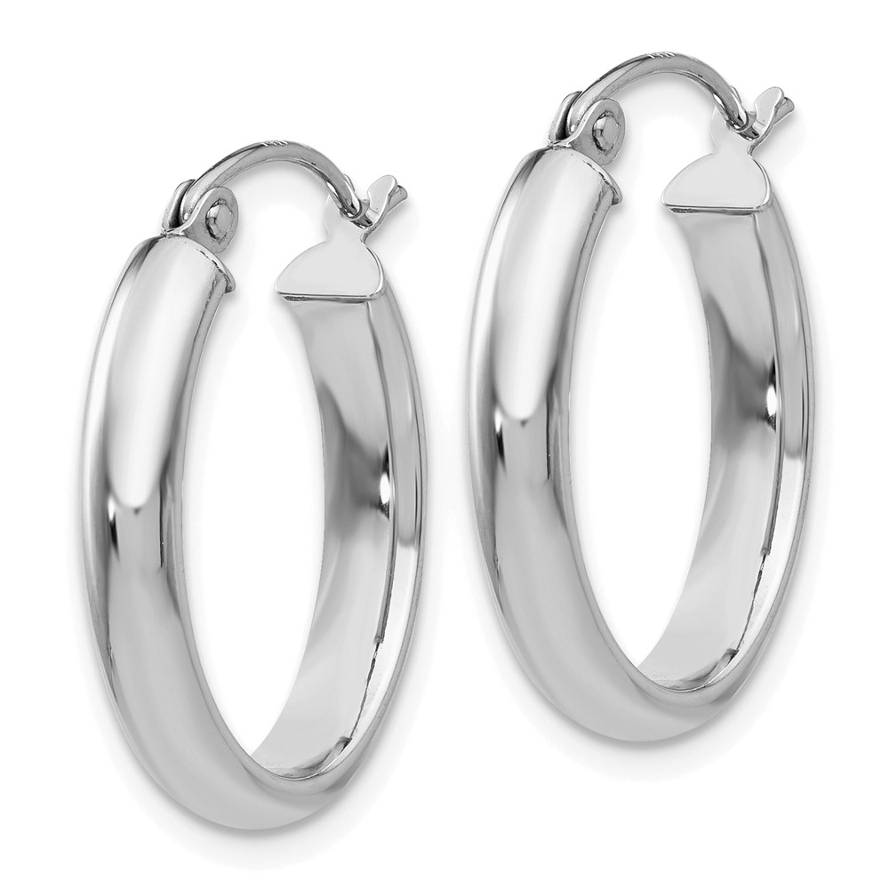 10k White Gold Polished 3.5mm Oval Hoop Earrings (10T988)