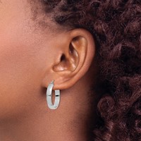 10K White Gold Polished Hoop Earring view 3
