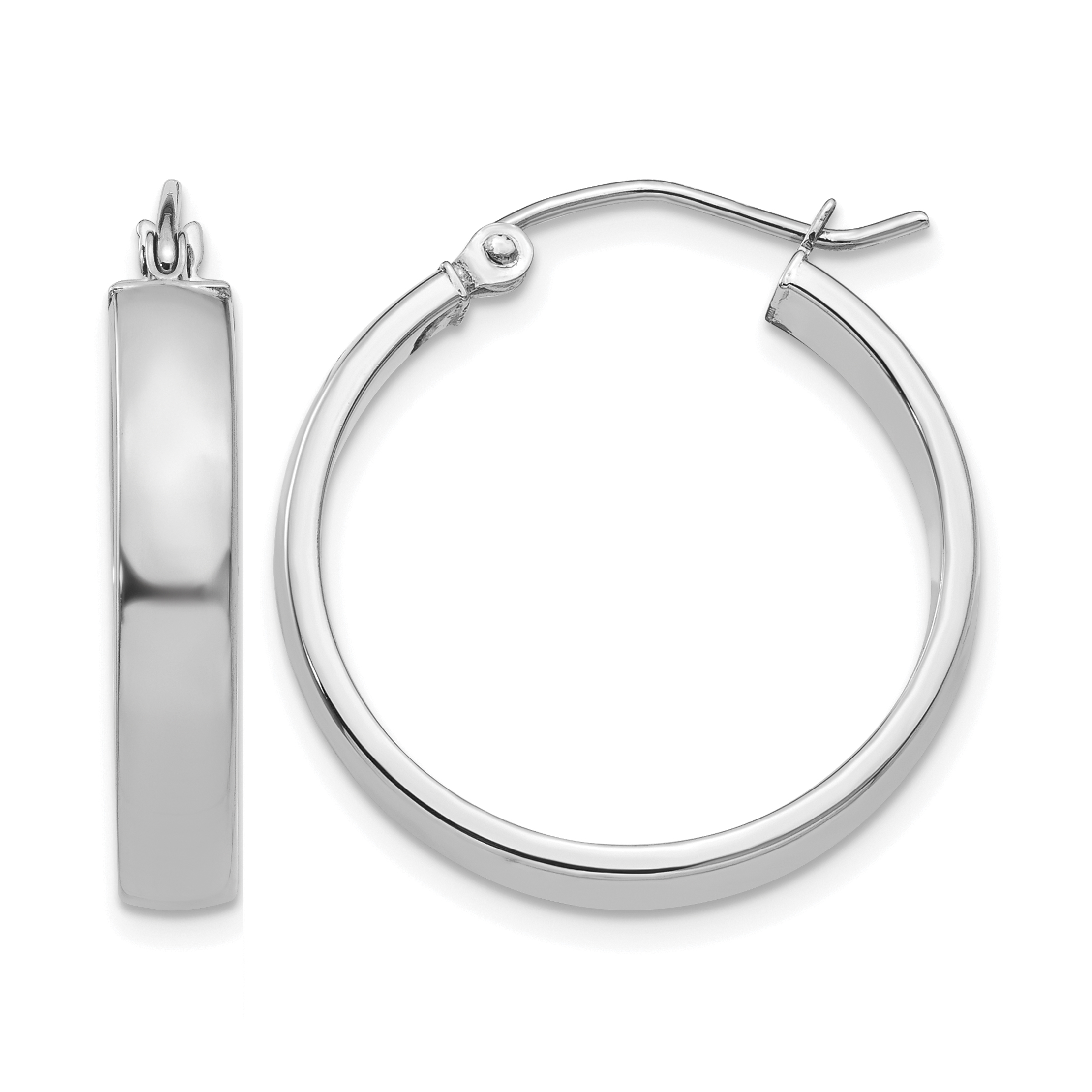 10k White Gold Polished Hoop Earring (10T989)
