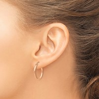 10K Rose Gold Polished 2mm Tube Hoop Earrings view 3