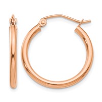10K Rose Gold Polished 2mm Tube Hoop Earrings view 1