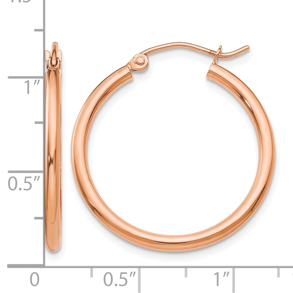 10K Rose Gold Polished 2mm Tube Hoop Earrings (10T992)