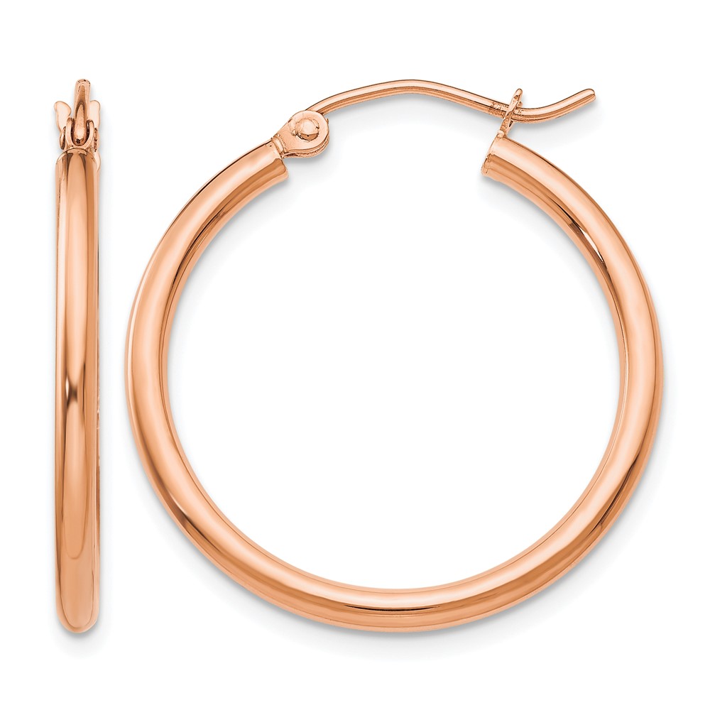 10K Rose Gold Polished 2mm Tube Hoop Earrings (10T992)
