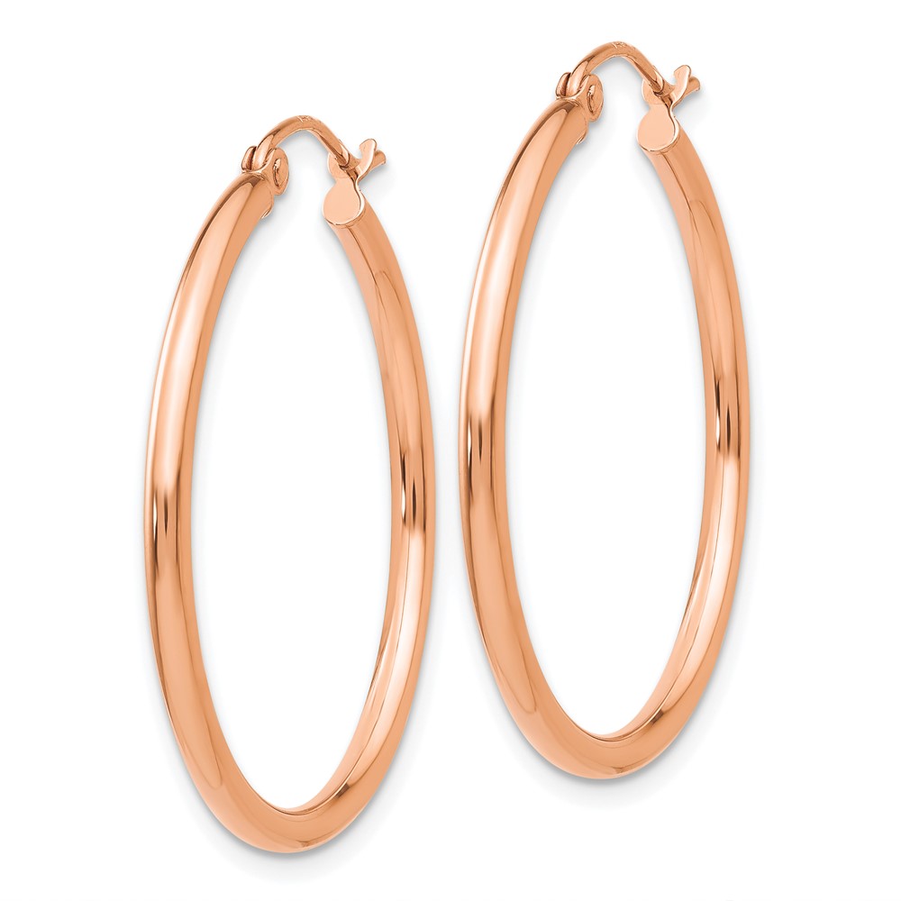 10K Rose Gold Polished 2mm Tube Hoop Earrings (10T993)