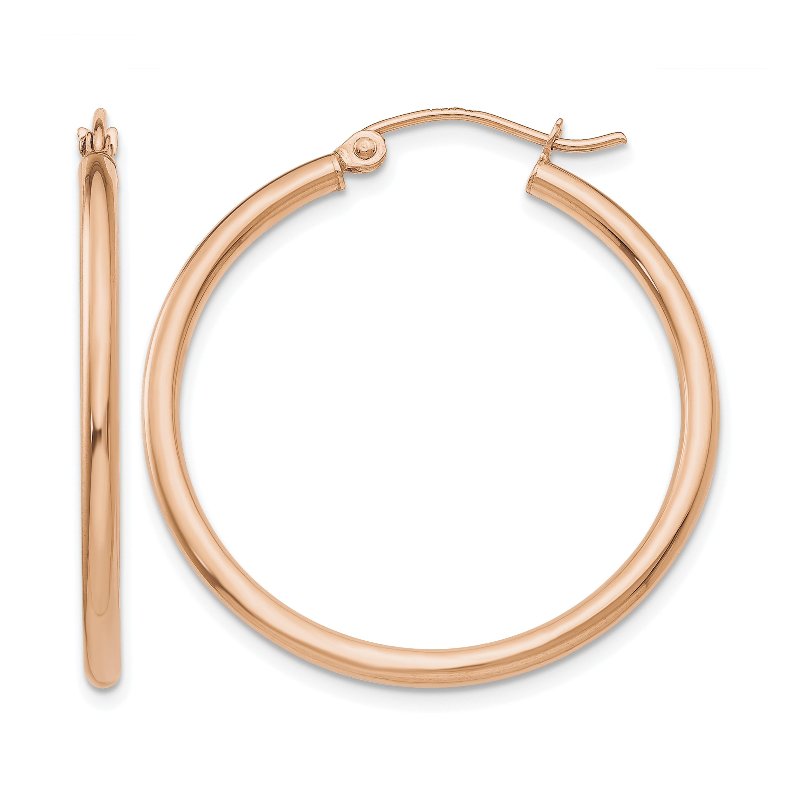 10K Rose Gold Polished 2mm Tube Hoop Earrings (10T993)
