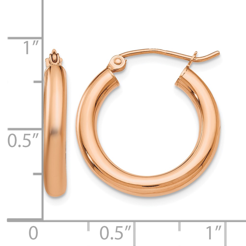 10K Rose Gold Polished 3mm Hoop Earrings (10T994)