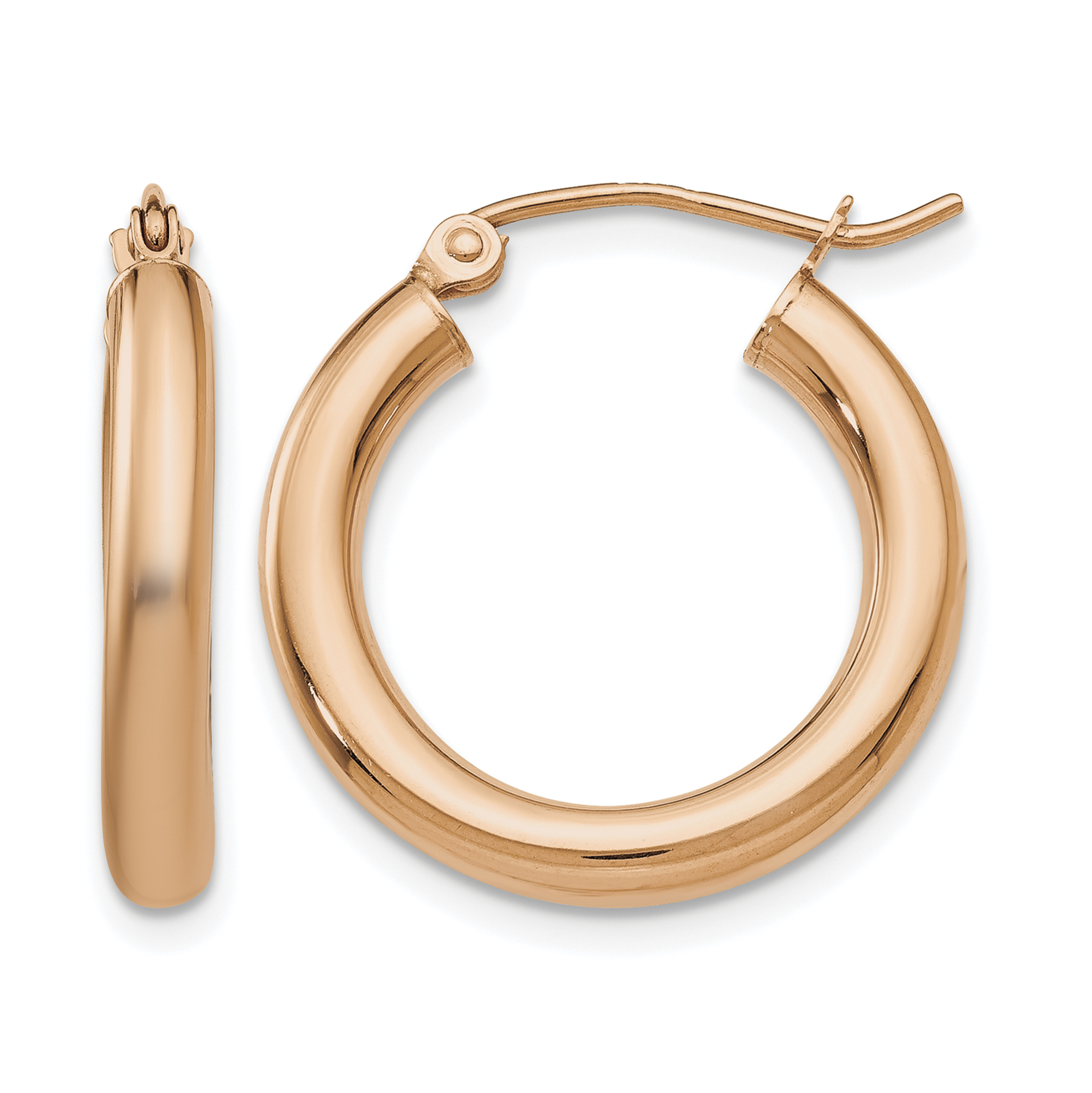 10K Rose Gold Polished 3mm Hoop Earrings (10T994)