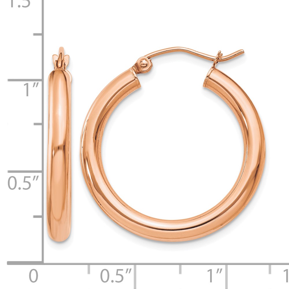 10K Rose Gold Polished 3mm Hoop Earrings (10T995)