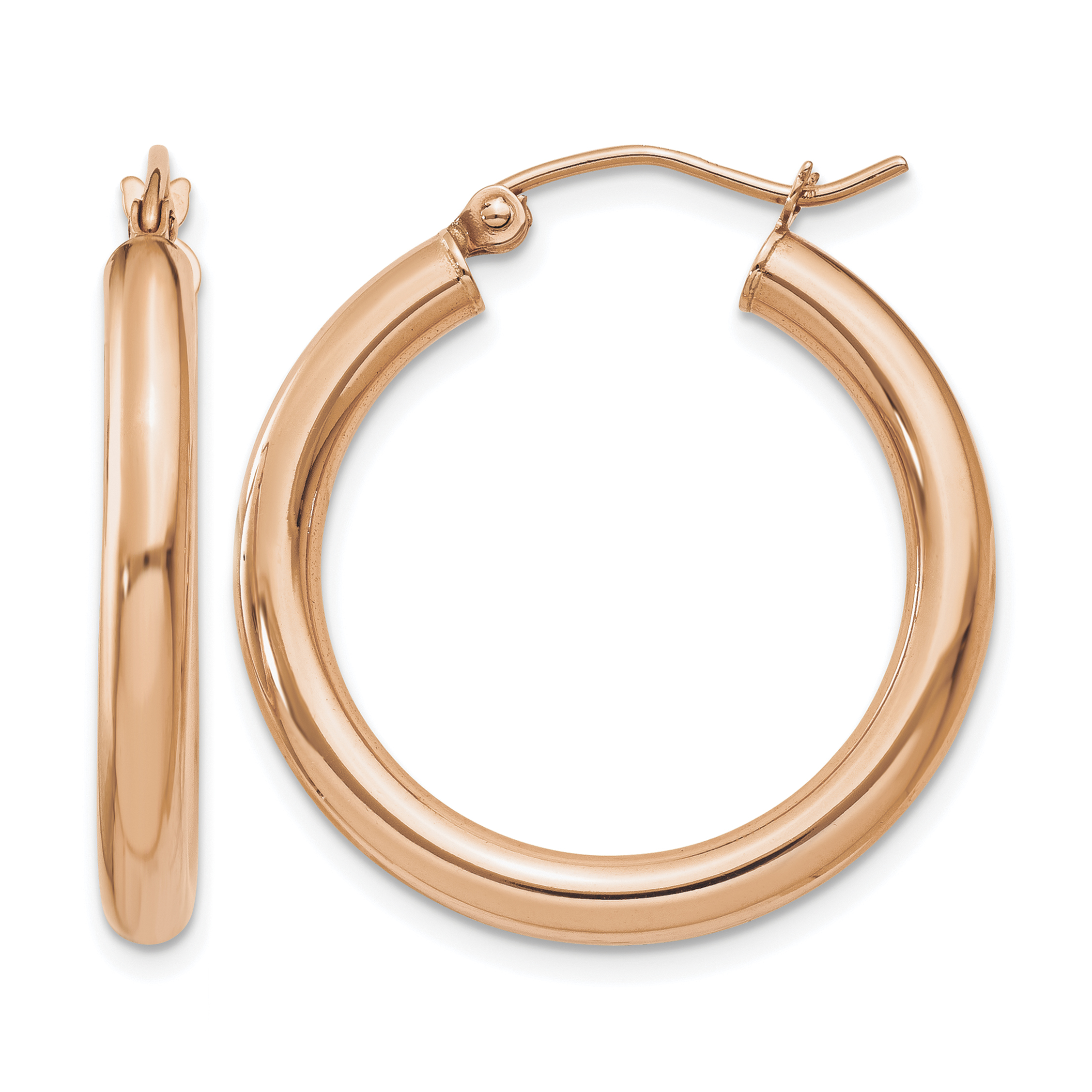 10K Rose Gold Polished 3mm Hoop Earrings (10T995)