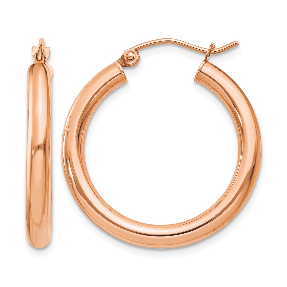 10K Rose Gold Polished 3mm Hoop Earrings (10T995)