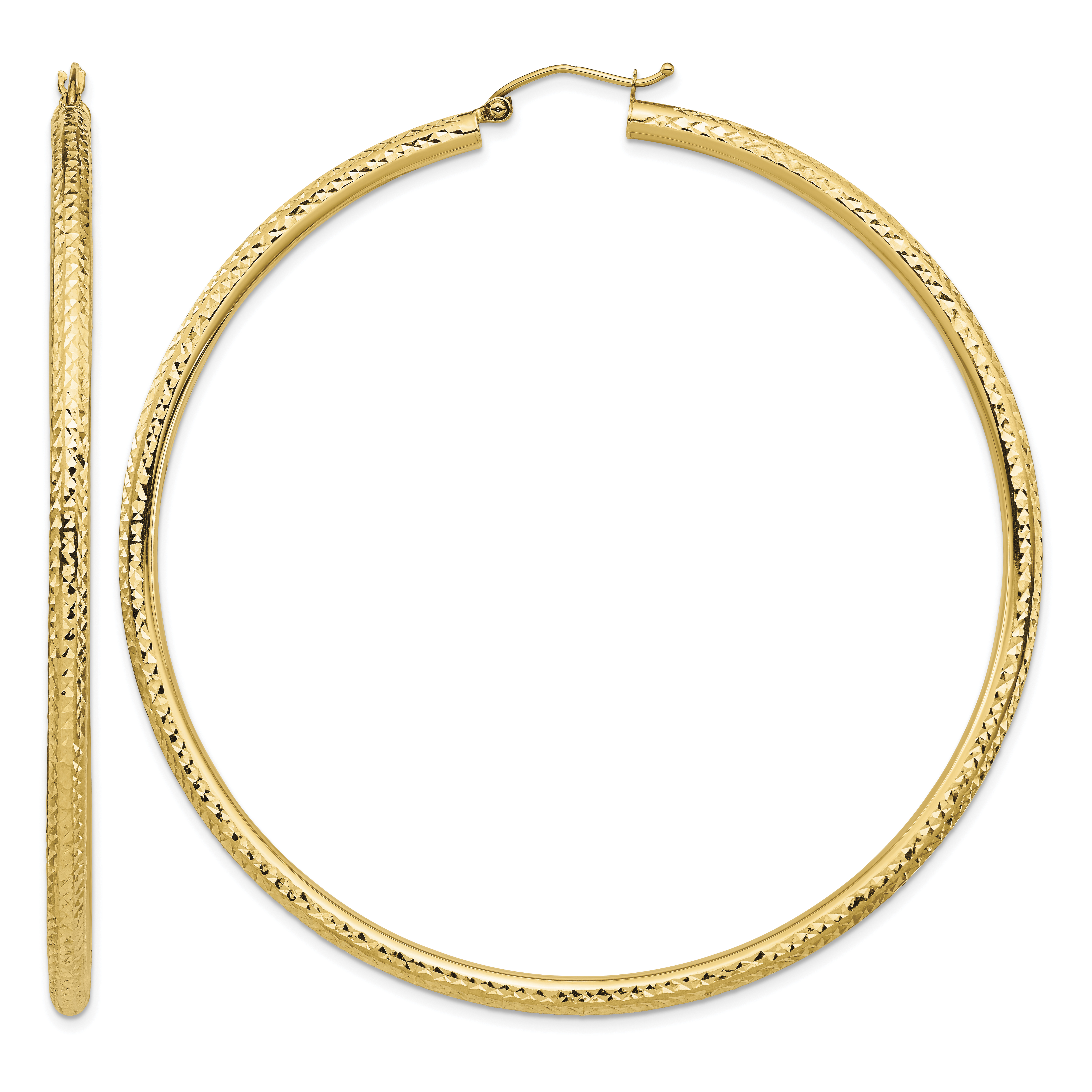 10k Lightweight 3mm Diamond-cut Hoop Earrings (10TC1013)