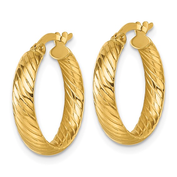 Gold Polished and Textured Hoop Earrings