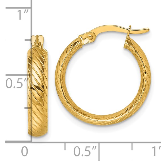 Gold Polished and Textured Hoop Earrings