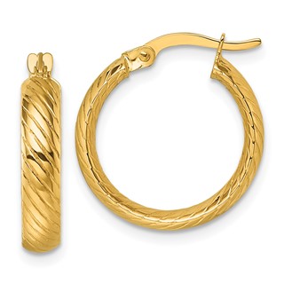 Gold Polished and Textured Hoop Earrings