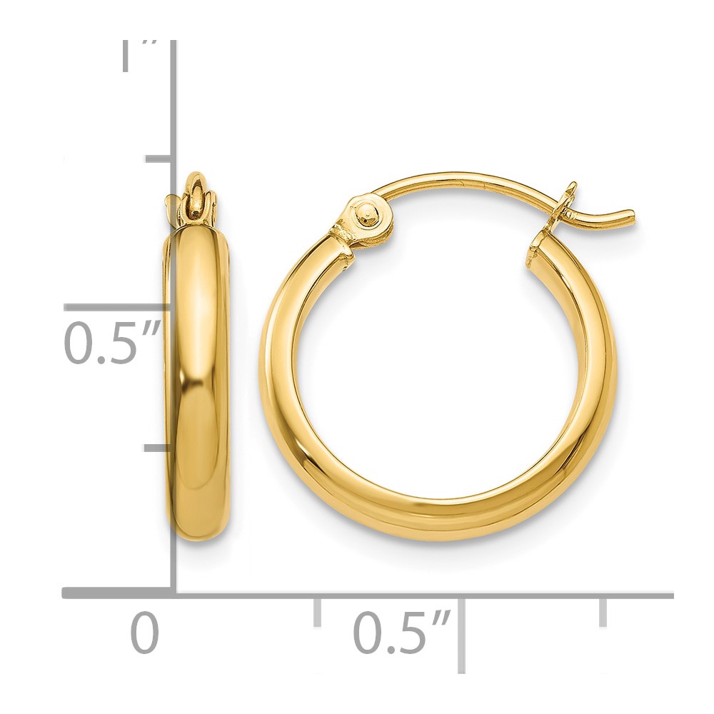 10k Round Tube Hoop Earrings (10TC138)