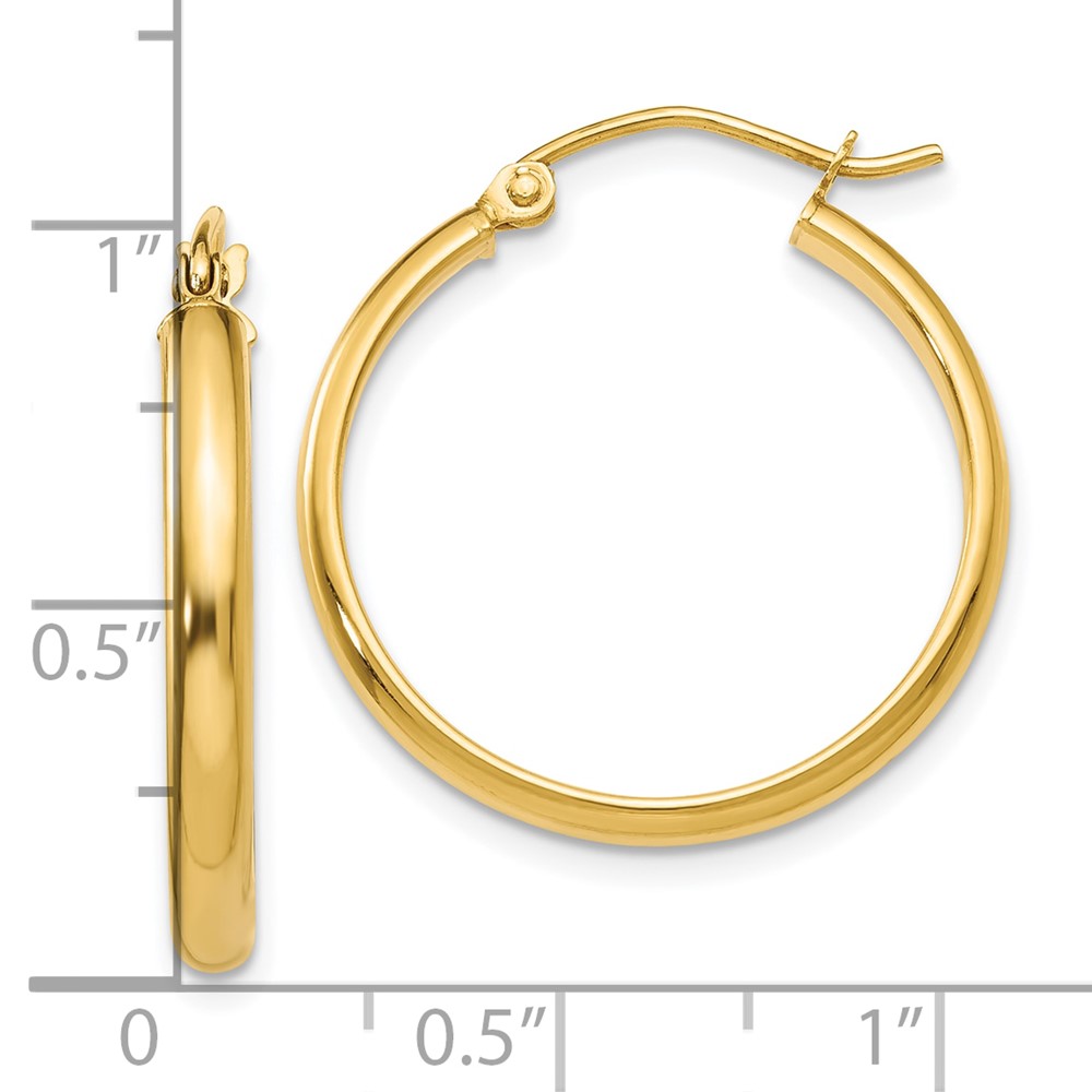 10k Round Tube Hoop Earrings (10TC140)