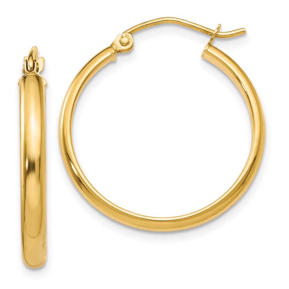 10k Round Tube Hoop Earrings (10TC140)