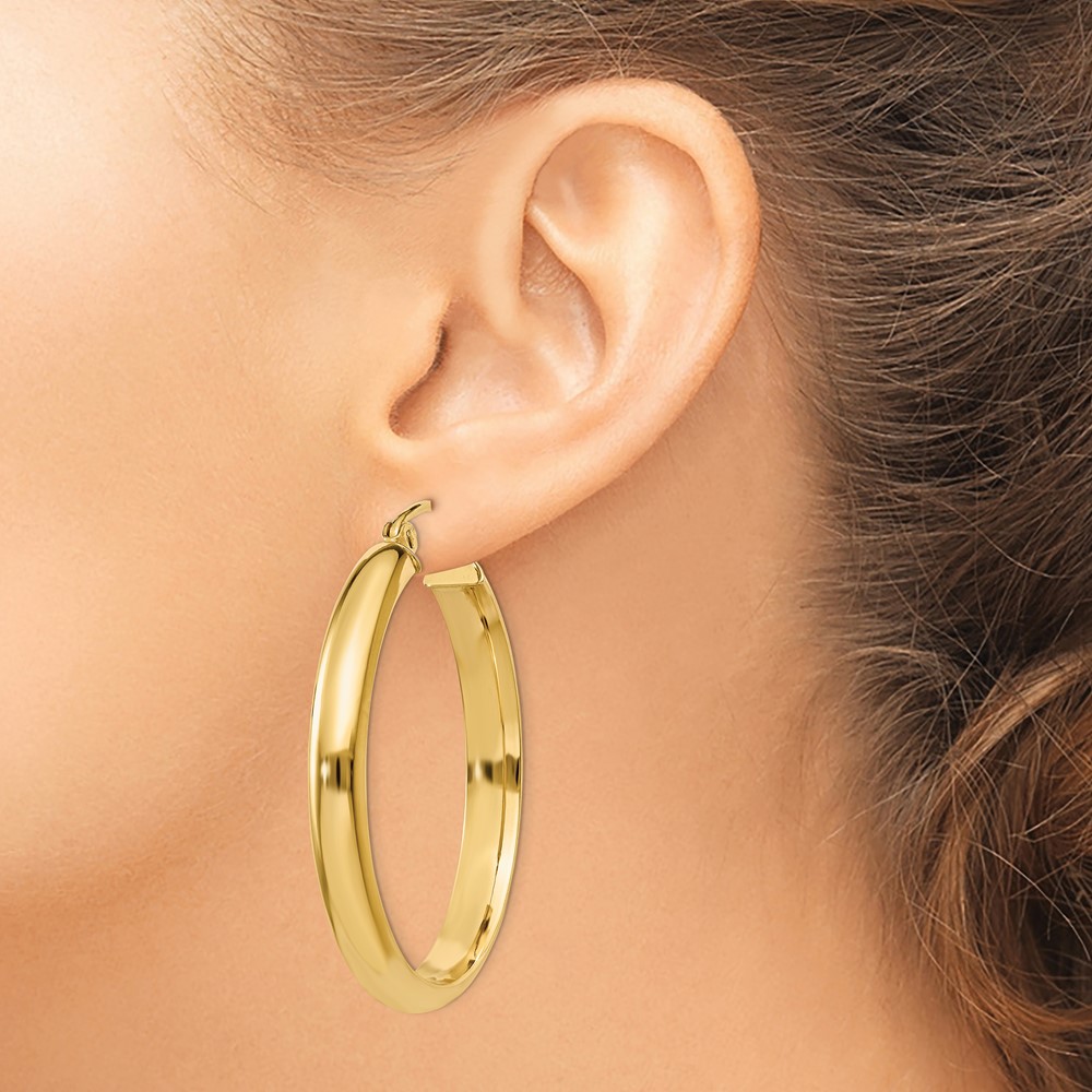 10k Round Tube Hoop Earrings (10TC142)