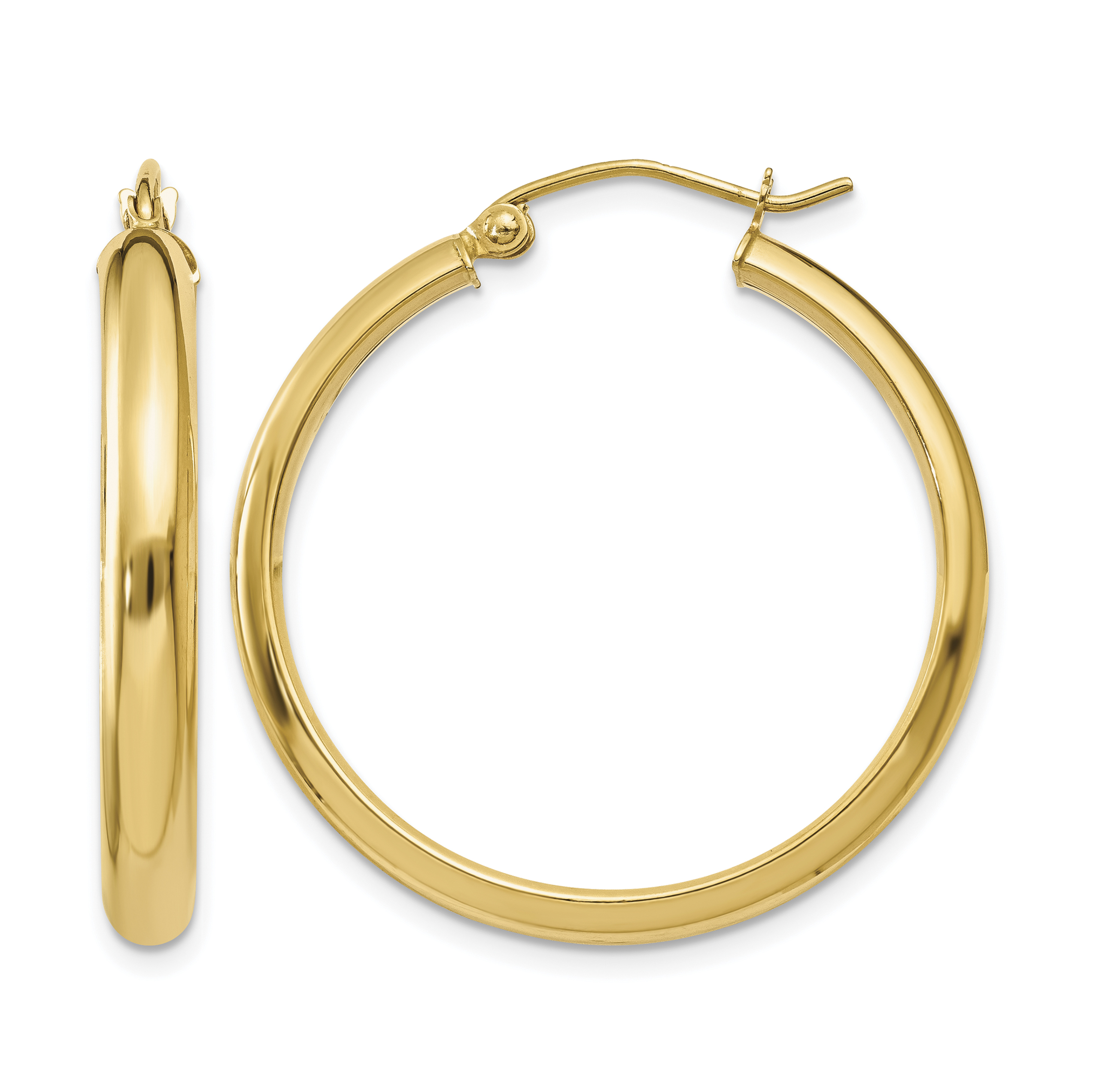 10k Round Tube Hoop Earrings (10TC142)