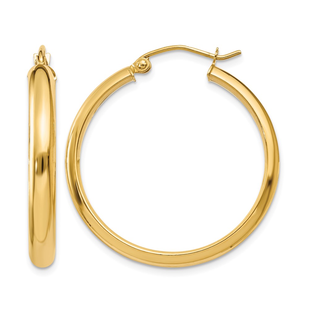 10k Round Tube Hoop Earrings (10TC142)