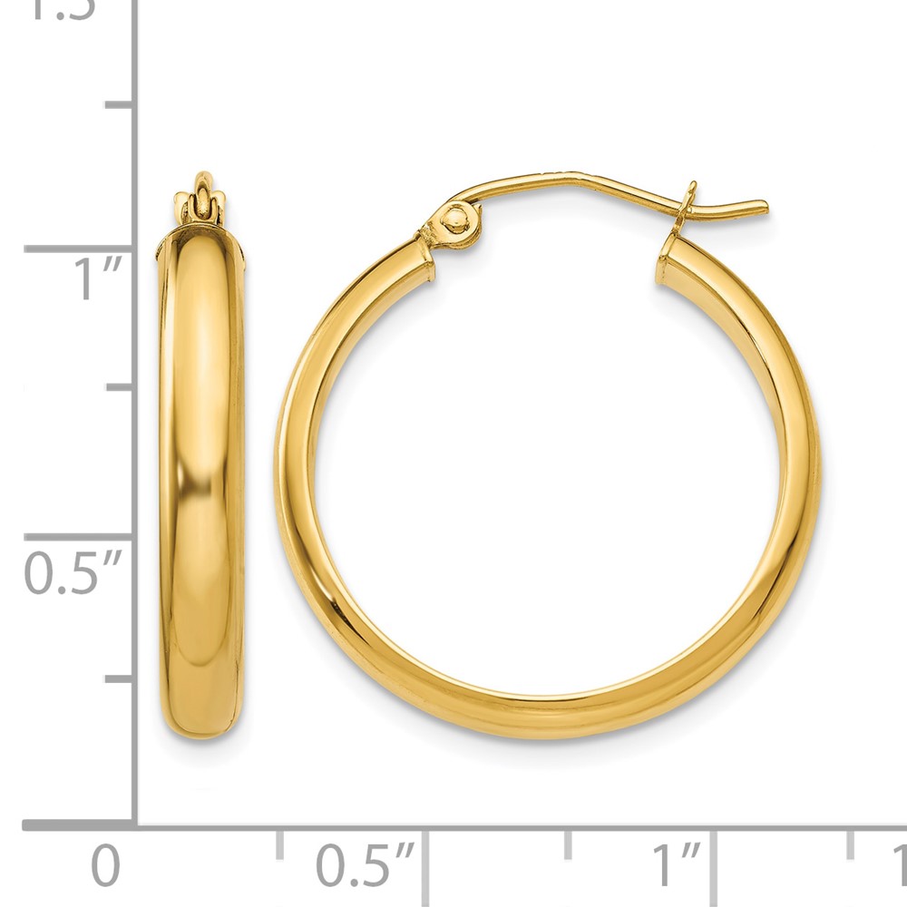 10k Round Tube Hoop Earrings (10TC143)