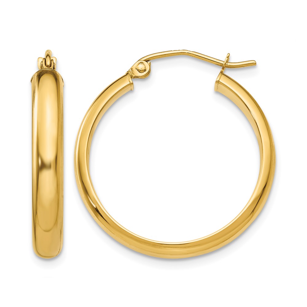 10k Round Tube Hoop Earrings (10TC143)