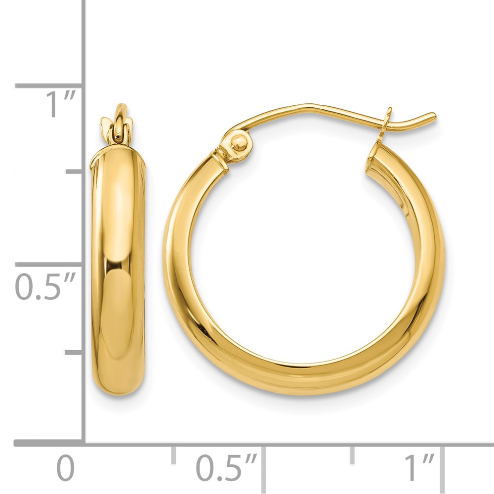 10k Round Tube Hoop Earrings (10TC144)