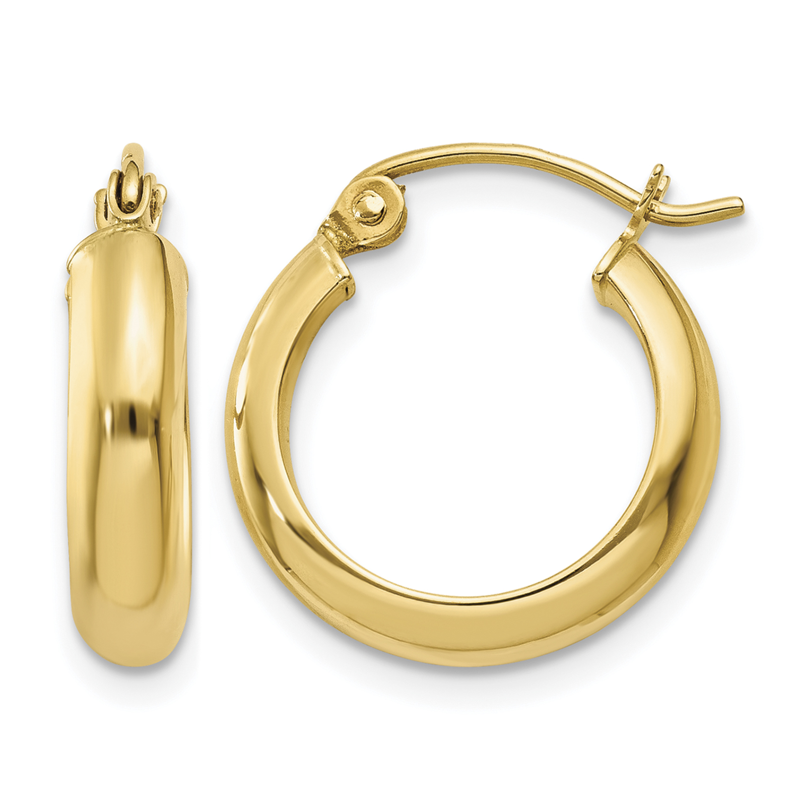 10k Round Tube Hoop Earrings (10TC145)