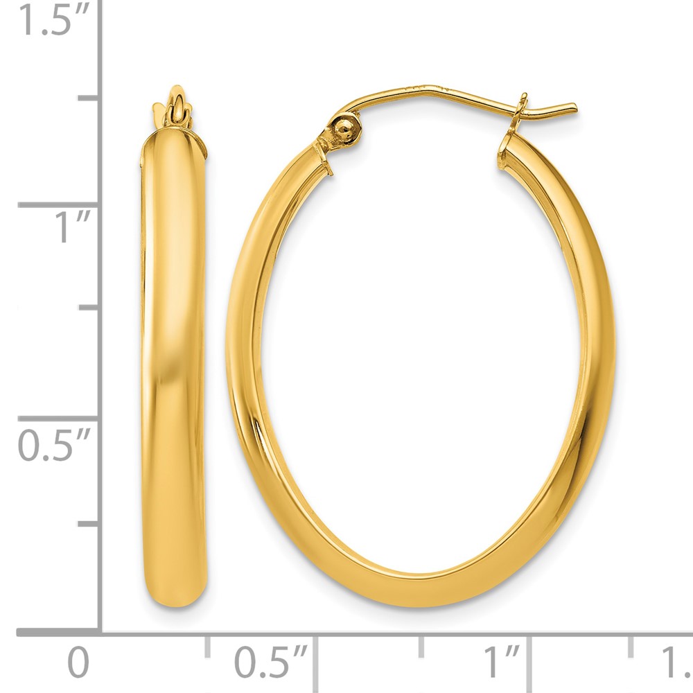 10k Polished 3.5mm Oval Hoop Earrings (10TC189)