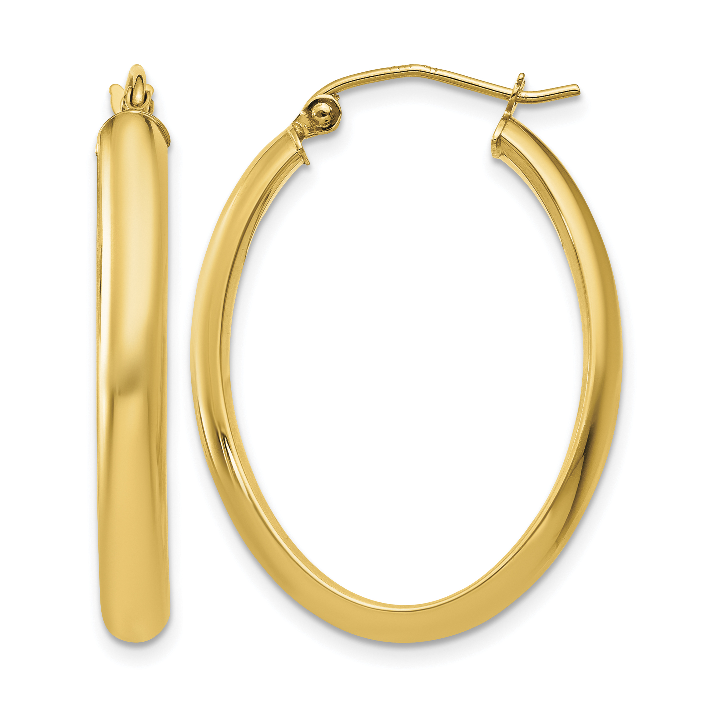10k Polished 3.5mm Oval Hoop Earrings (10TC189)