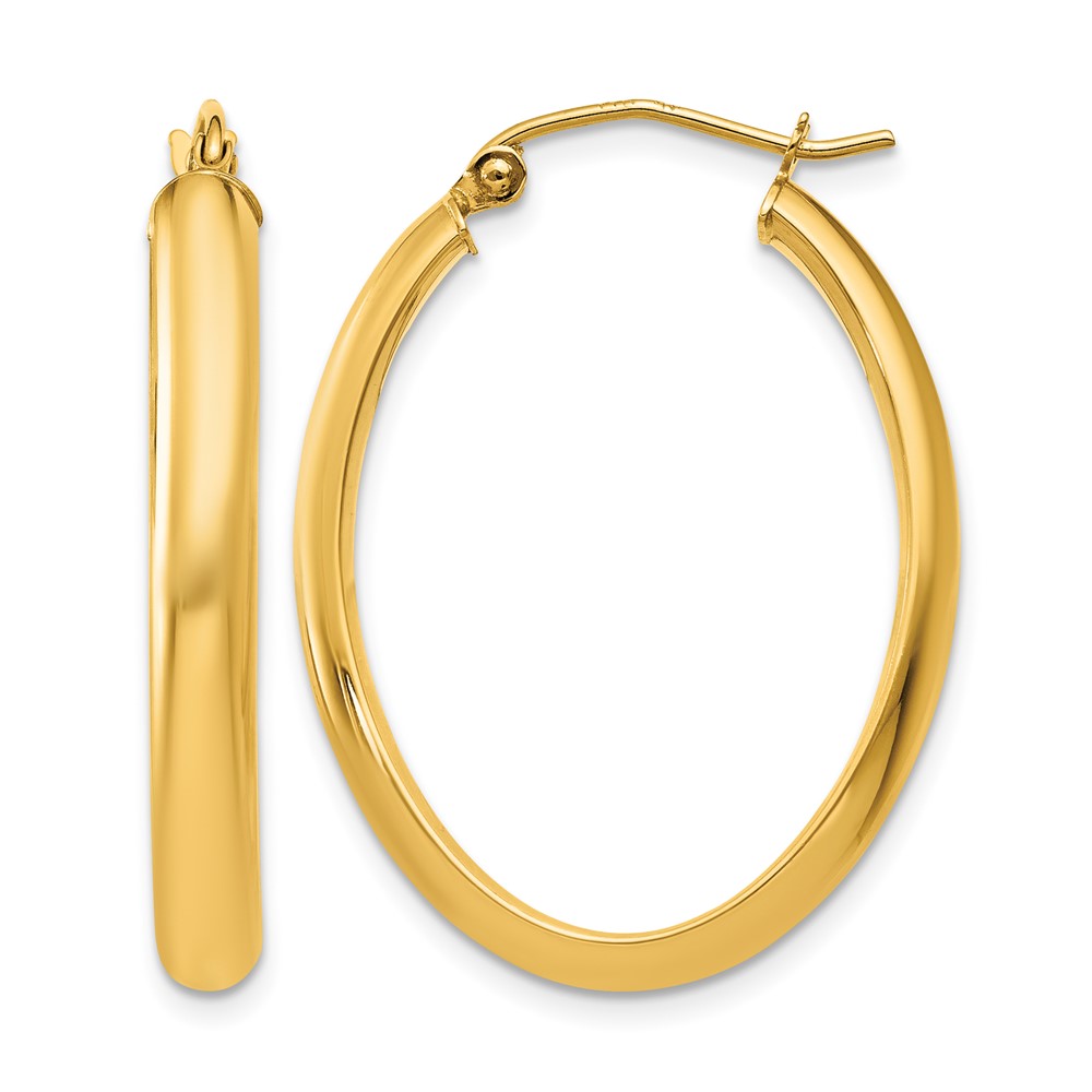 10k Polished 3.5mm Oval Hoop Earrings (10TC189)