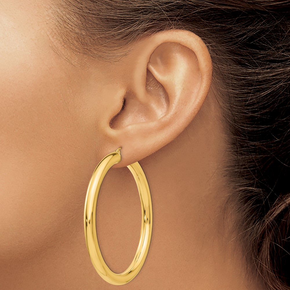10k Polished 5mm Tube Hoop Earrings (10TC193)