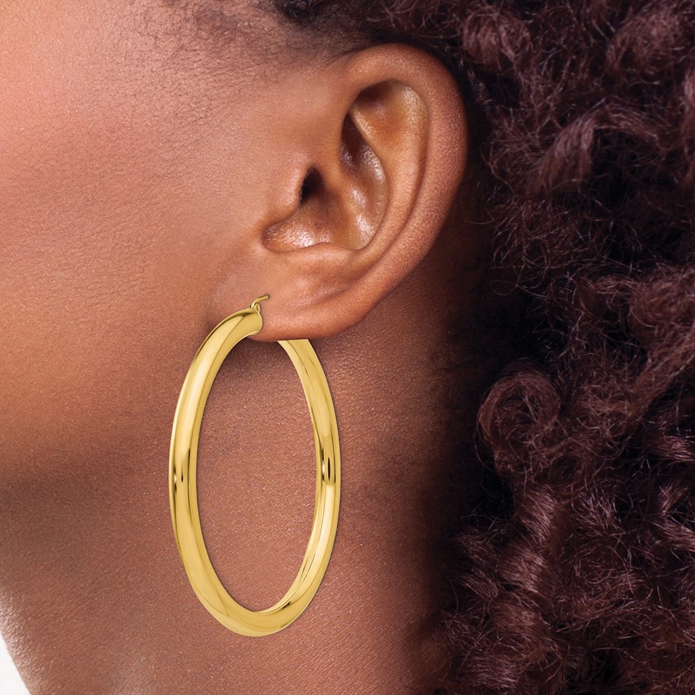 10k Polished 5mm Tube Hoop Earrings (10TC194)