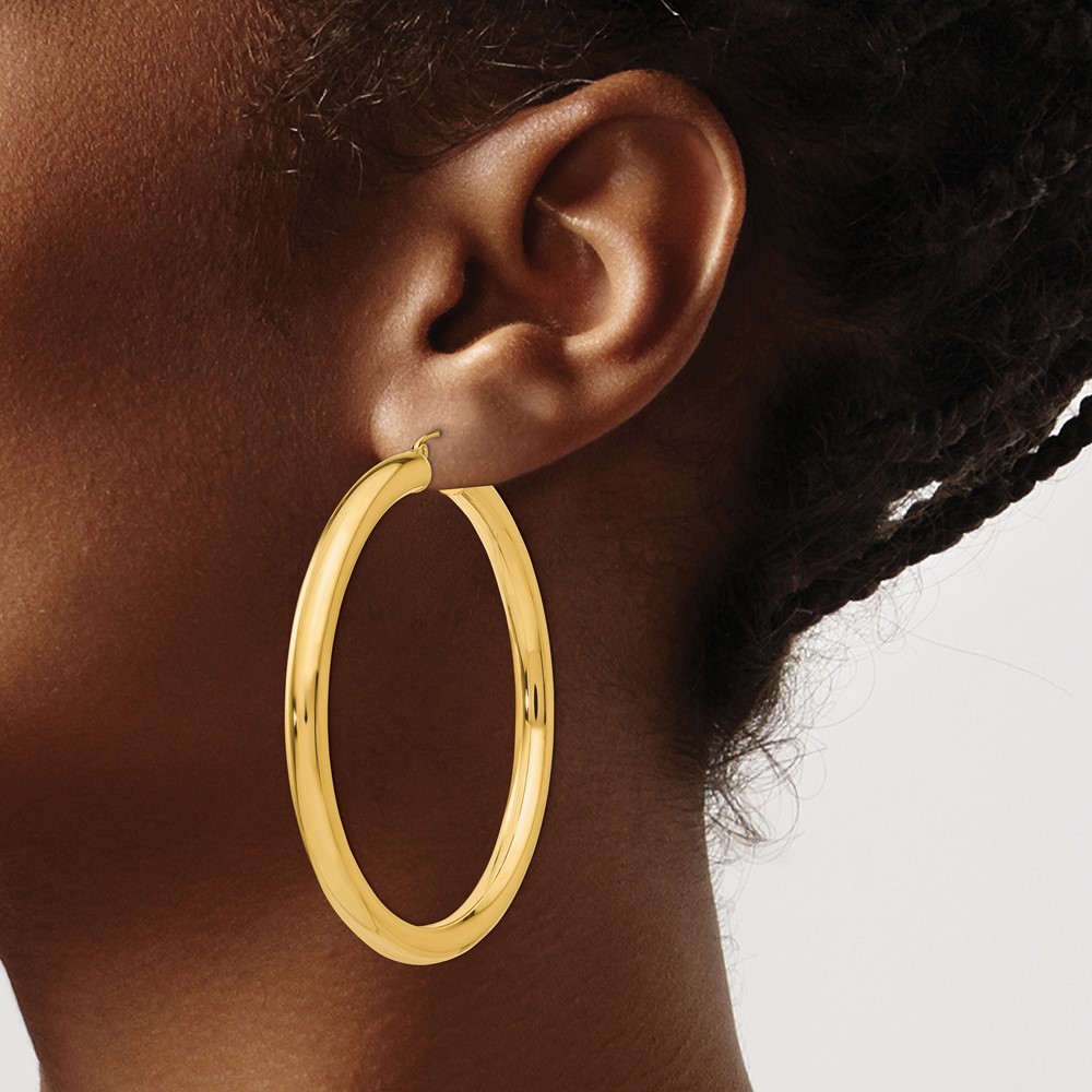 10k Polished 5mm Lightweight Hoop Earrings (10TC194L)