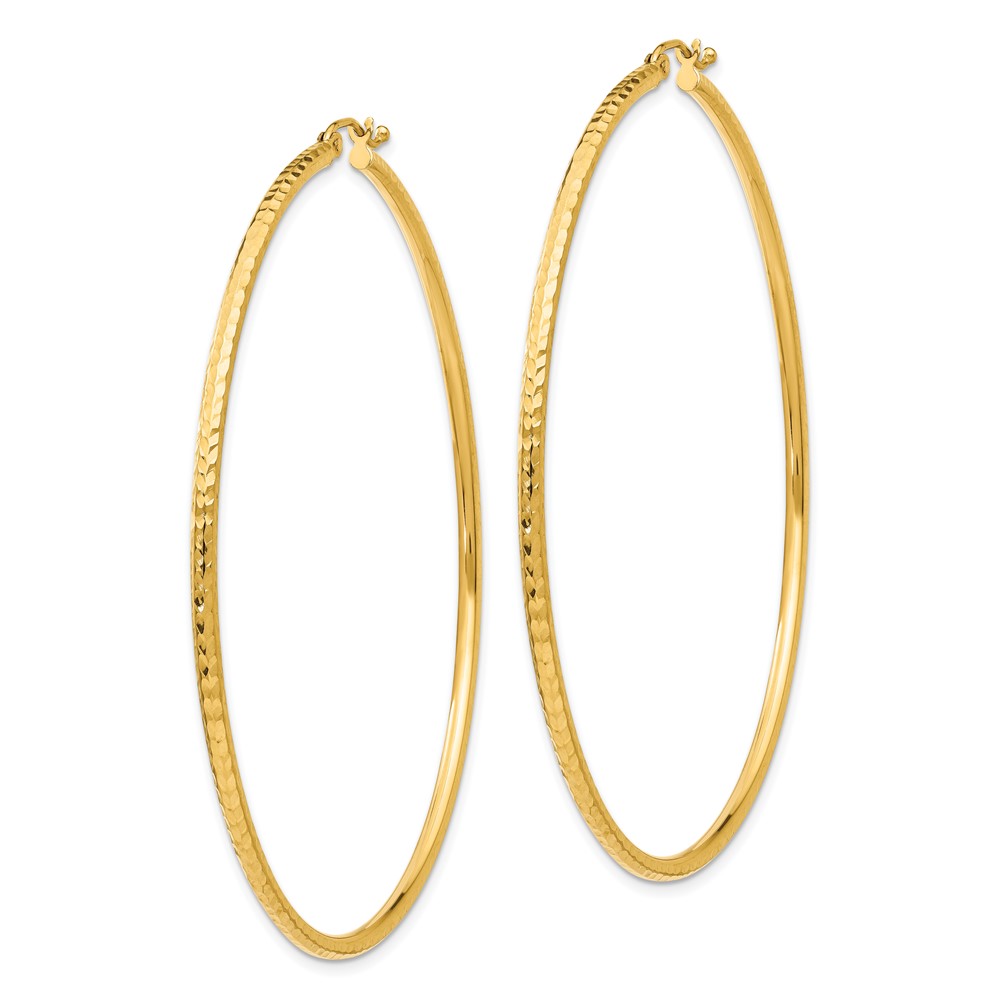 10k Diamond-cut 2mm Round Tube Hoop Earrings (10TC240)