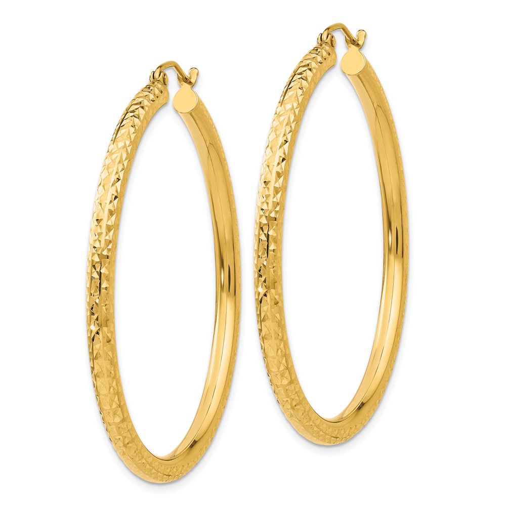10k Diamond-cut 3mm Round Hoop Earrings (10TC270)