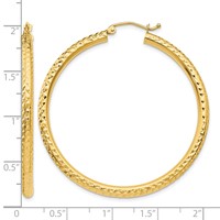10K Diamond-cut 3mm Round Hoop Earrings view 4