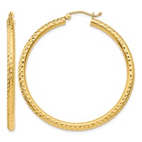 10K Diamond-cut 3mm Round Hoop Earrings view 1