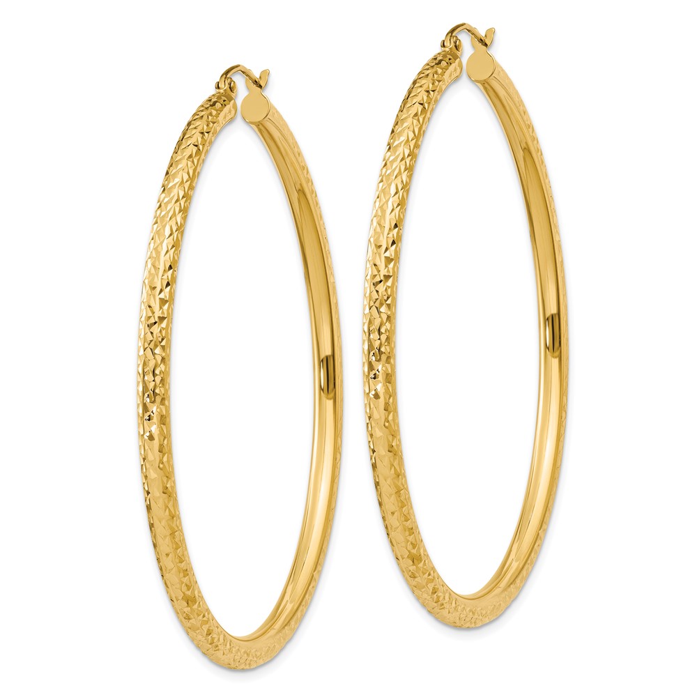 10k Diamond-cut 3mm Round Hoop Earrings (10TC272)