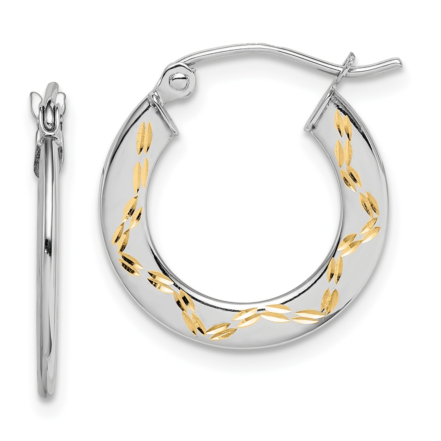 10k White Gold Yellow Rhodium Diamond Cut Hoop Earrings Ebay 10k White Gold Yellow Rhodium 1 4mm Diamond Cut Hoop Earrings 0 7in Diameter