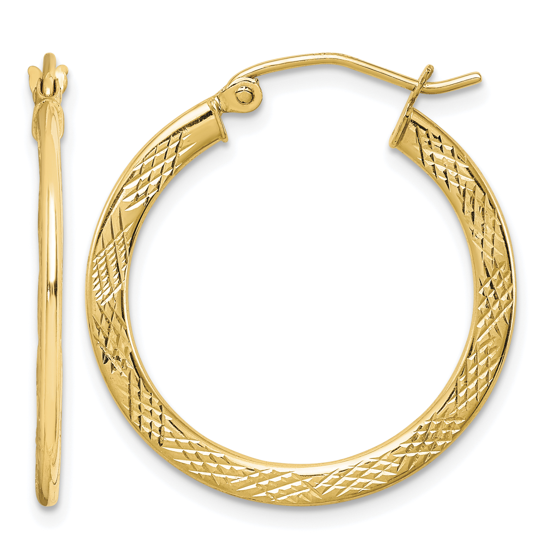 10K Textured Hoop Earrings (10TC312)
