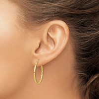 10K Yellow Gold 1.5x 30mm Diamond Cut Hoop Earrings view 3