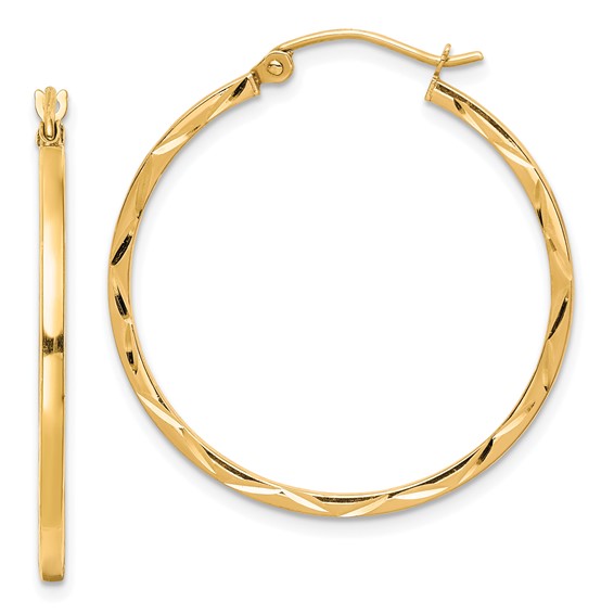 Gold Diamond-cut Hoop Earrings