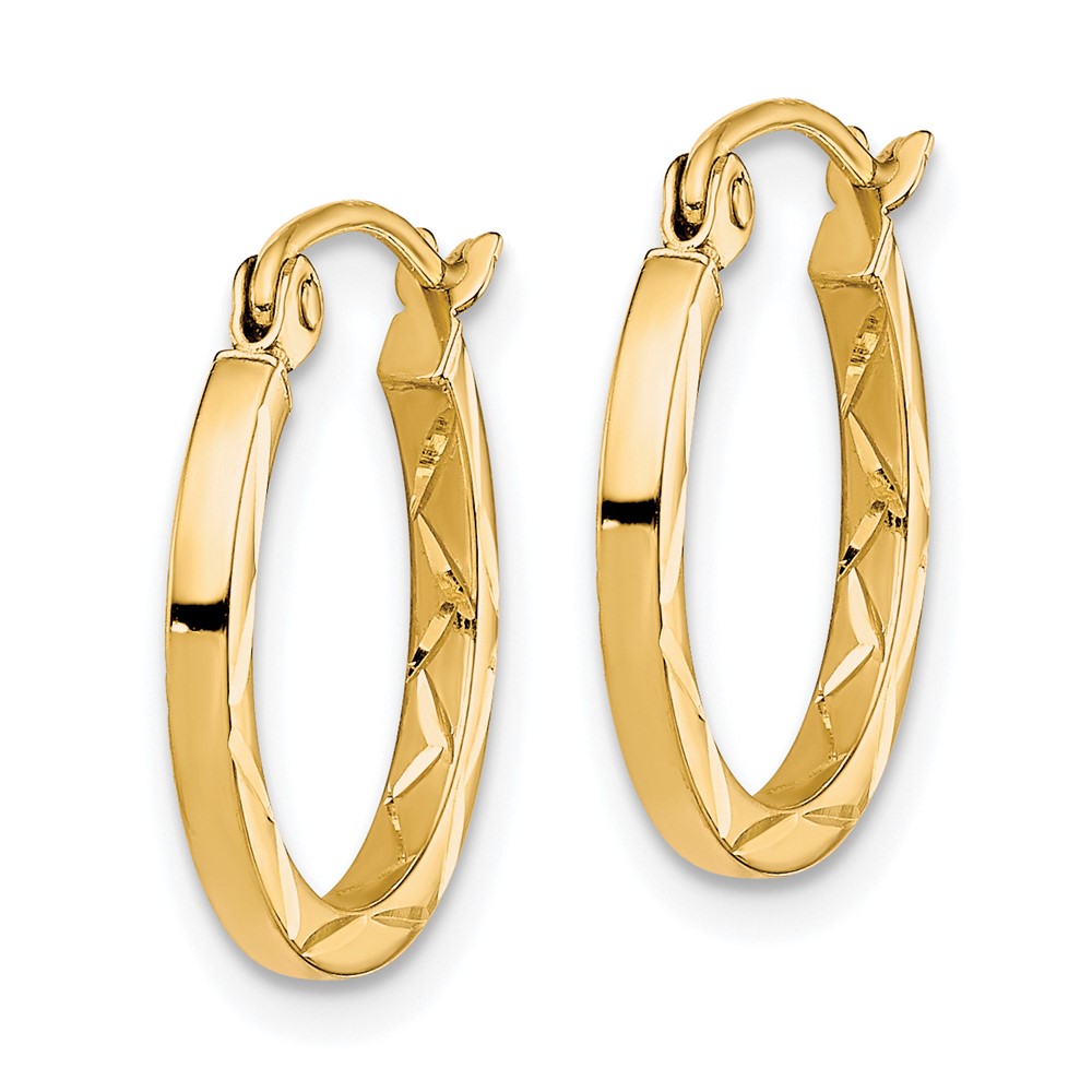 10K 1.5x15mm Diamond Cut Hoop Earrings (10TC315)