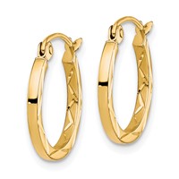 10K Yellow Gold 1.5x 15mm Diamond Cut Hoop Earrings view 2
